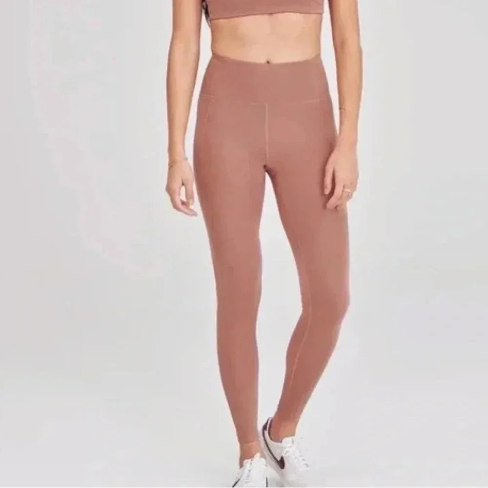girlfriend collective Women's Medium Rosebud Pink Leggings Stretch High Rise M